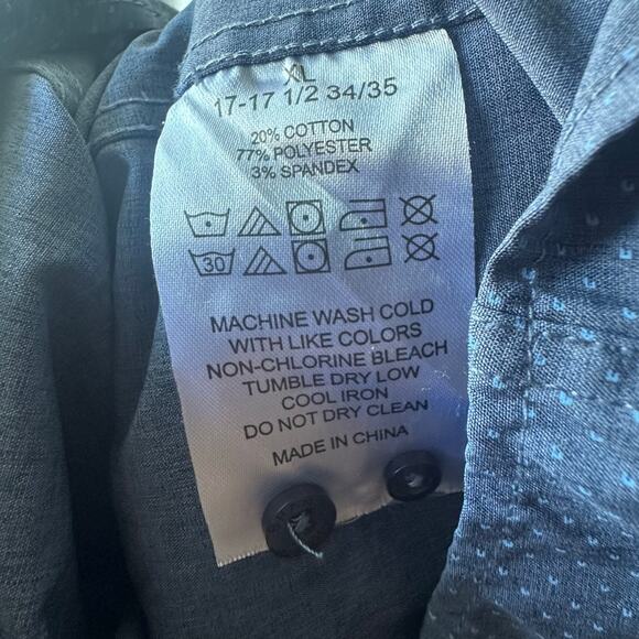 Lucky Brand Men’s Blue Slim Fit Stretch Button-Up Shirt - Picture 9 of 9